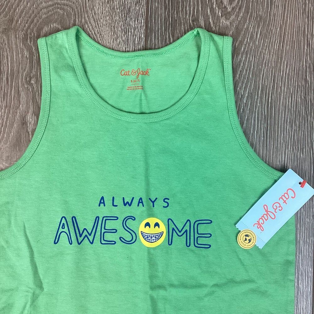 Cat And Jack Tank Top Small 6/7 Youth NEW Always Awesome Tank‎ Sleeveless